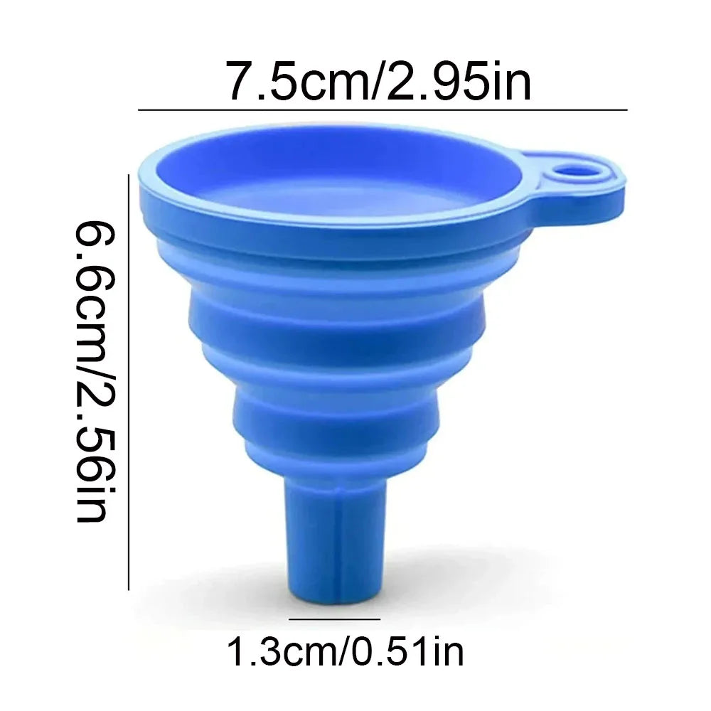 Collapsible Silicone Engine Funnel — Portable Liquid Pouring Tool for Cars