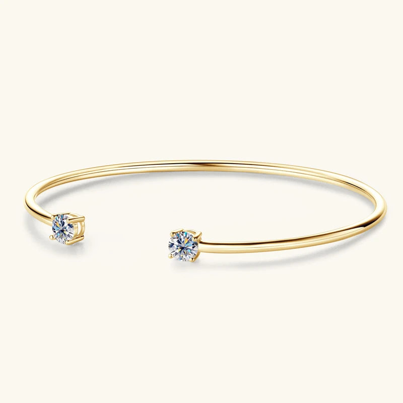 IOGOU Moissanite Diamond Cuff Bangle — 925 Sterling Silver Wedding Bracelet