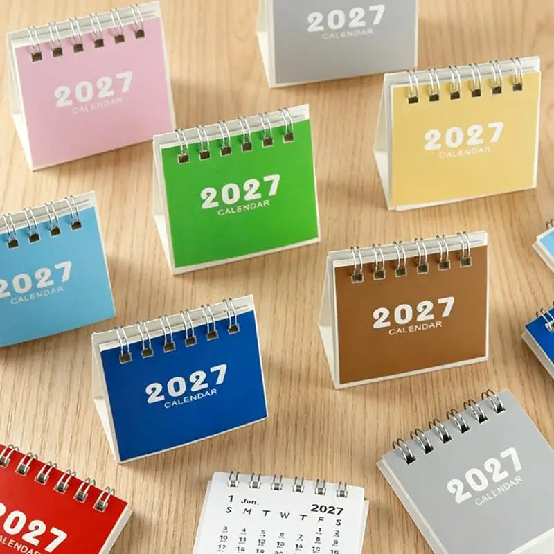 2027 Portable Desk Calendar — Compact Daily Planner for Home and Office