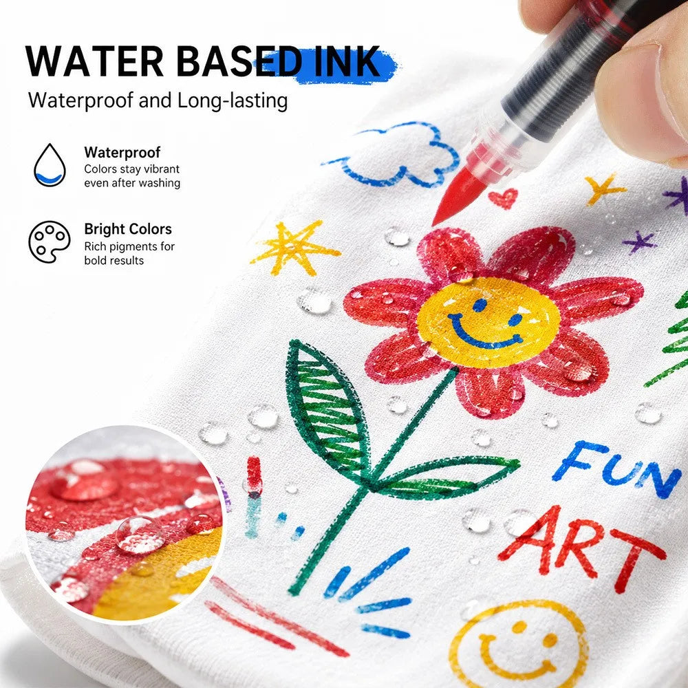 Permanent Fabric Marker Pens — Vibrant Liquid Ink Textile Art Set