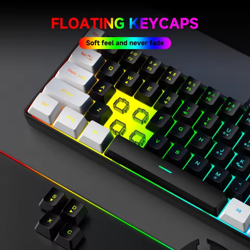Portable Mini Mechanical Keyboard — Compact 61-Key Wired Design with RGB