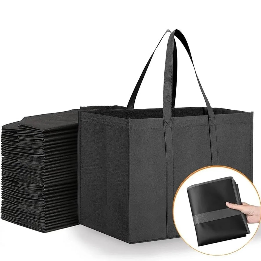 Reusable Grocery Shopping Bags — Large Foldable Non-Woven Tote