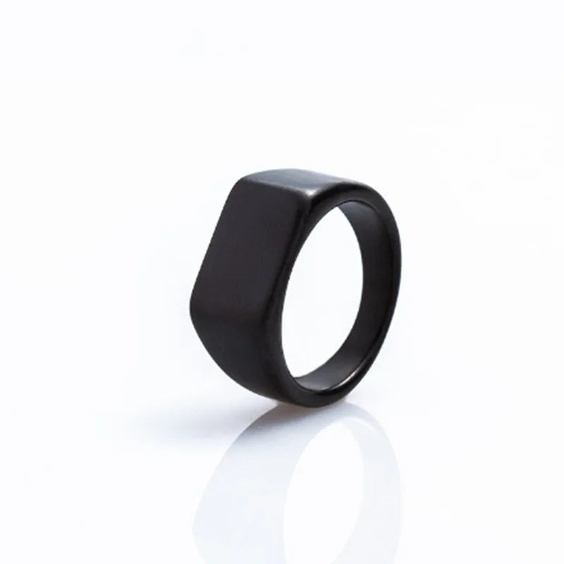 Geometric Rectangular Pattern Ring — Stainless Steel Punk Style Jewelry