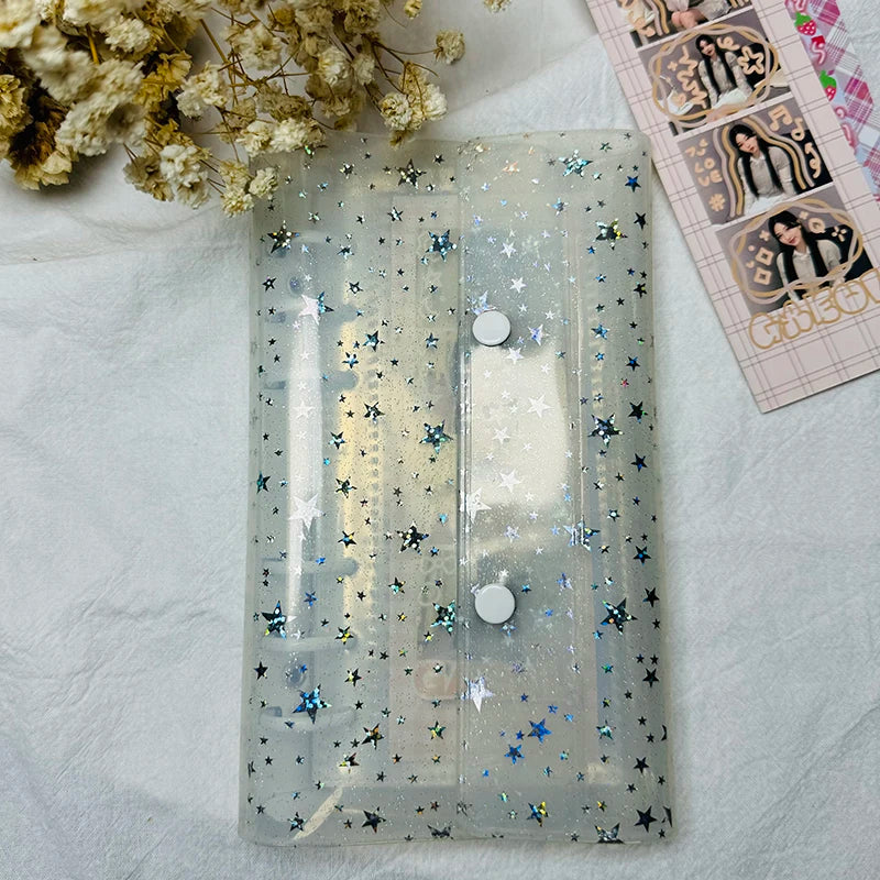 HarPaper Glitter Star Photo Album — A6 Binder for 2x6 Inch Photo Strips