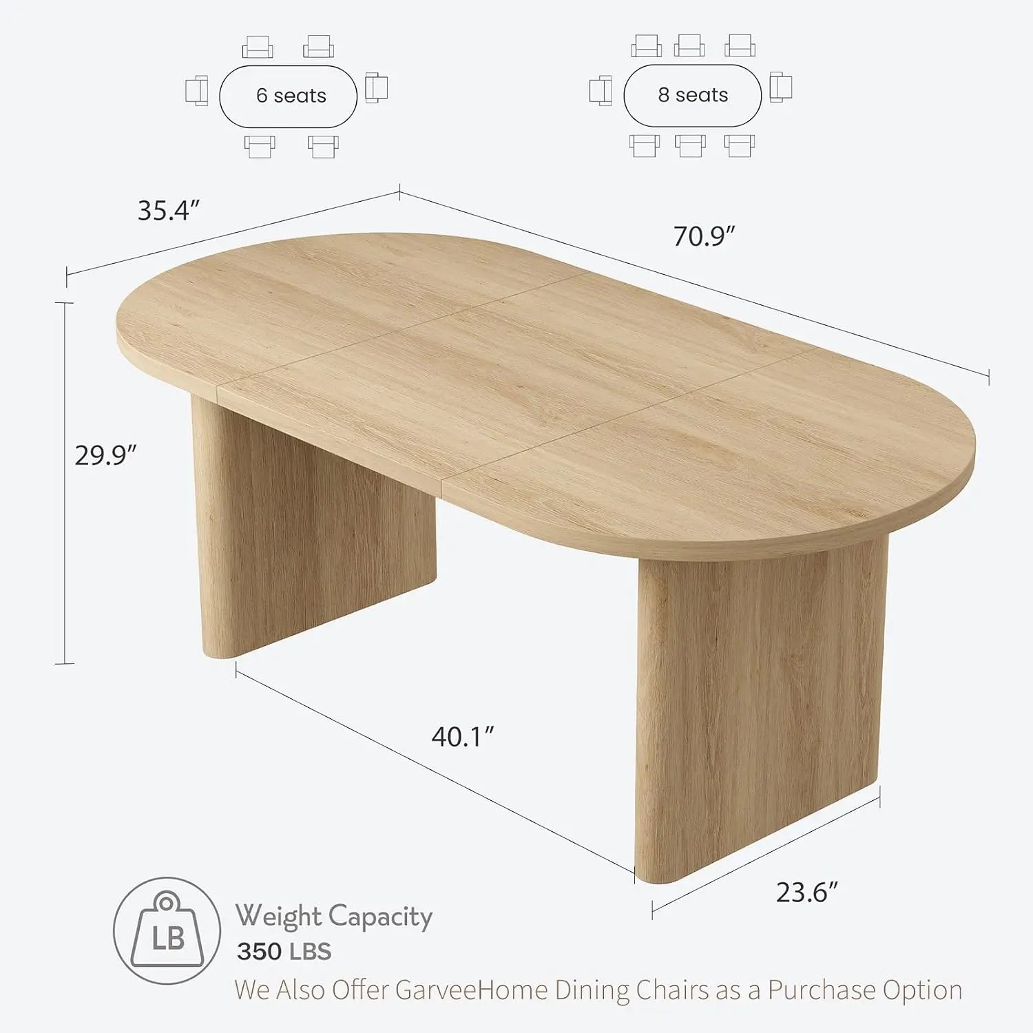 TWISTER.CK Farmhouse Oval Dining Table — Large Wooden Table for 4–8 People