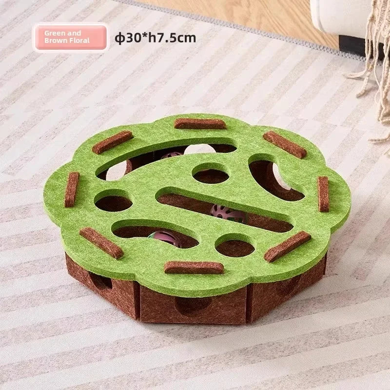 Interactive Felt Cat Puzzle Box — Indoor Exercise & Mental Stimulation Toy
