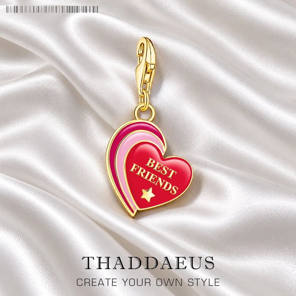 Thaddaeus Best Friend Heart Charm — Gold Plated 925 Sterling Silver Pendant