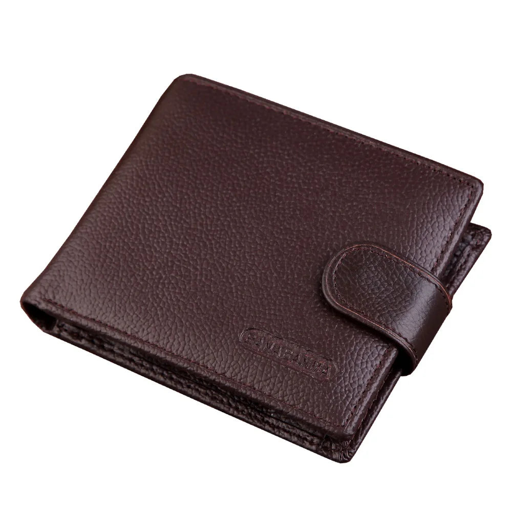 Men's Genuine Cow Leather Wallet — Vintage Style Compact Bifold