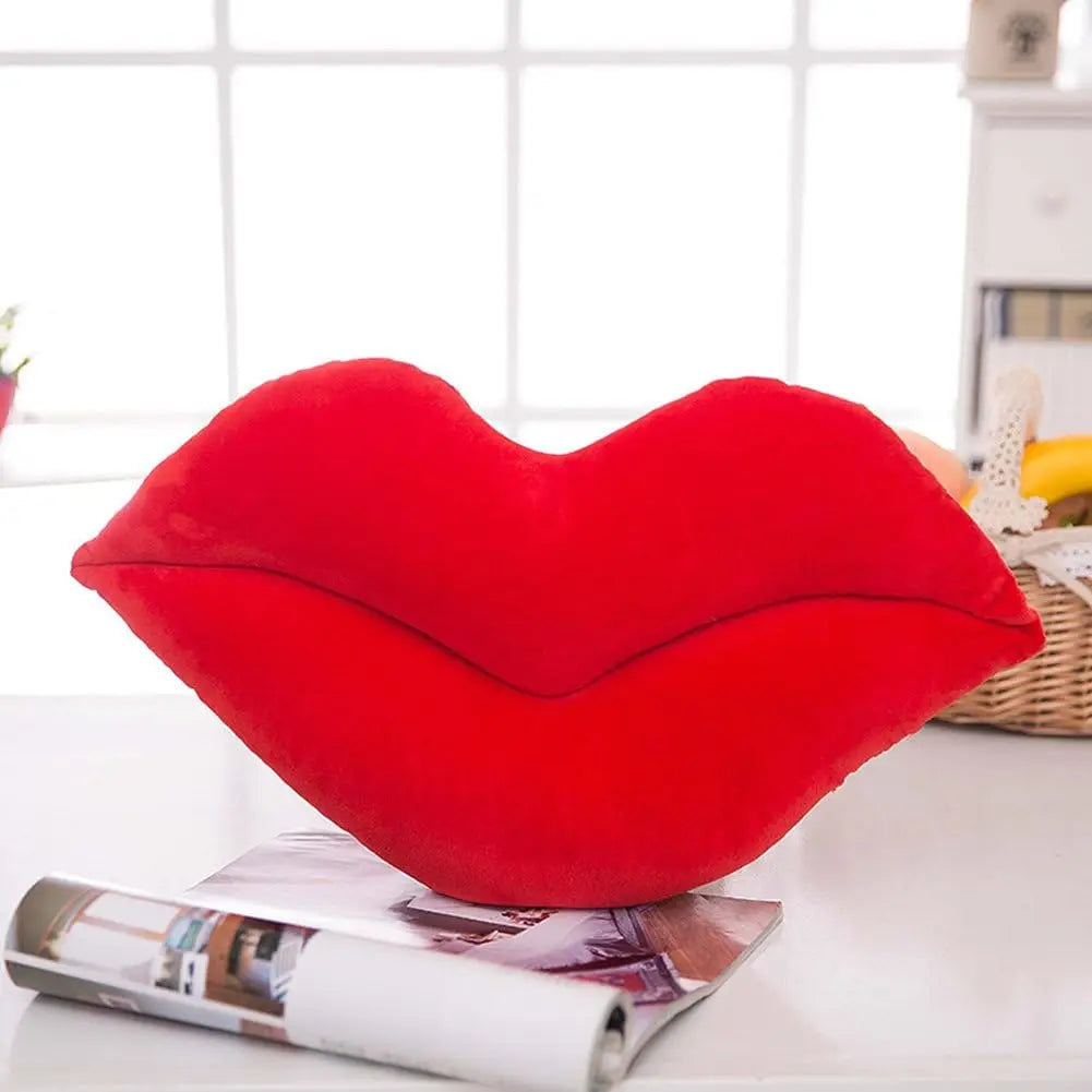Red Lips Plush Throw Pillow, 30cm Decorative Lip Shaped Cushion
