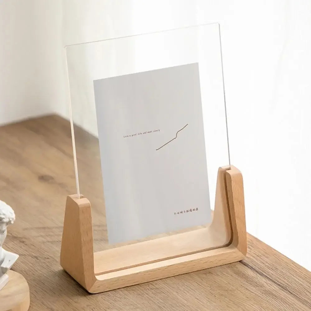 Creative U-Shaped Photo Frame — Transparent Acrylic & Wood Desktop Decor