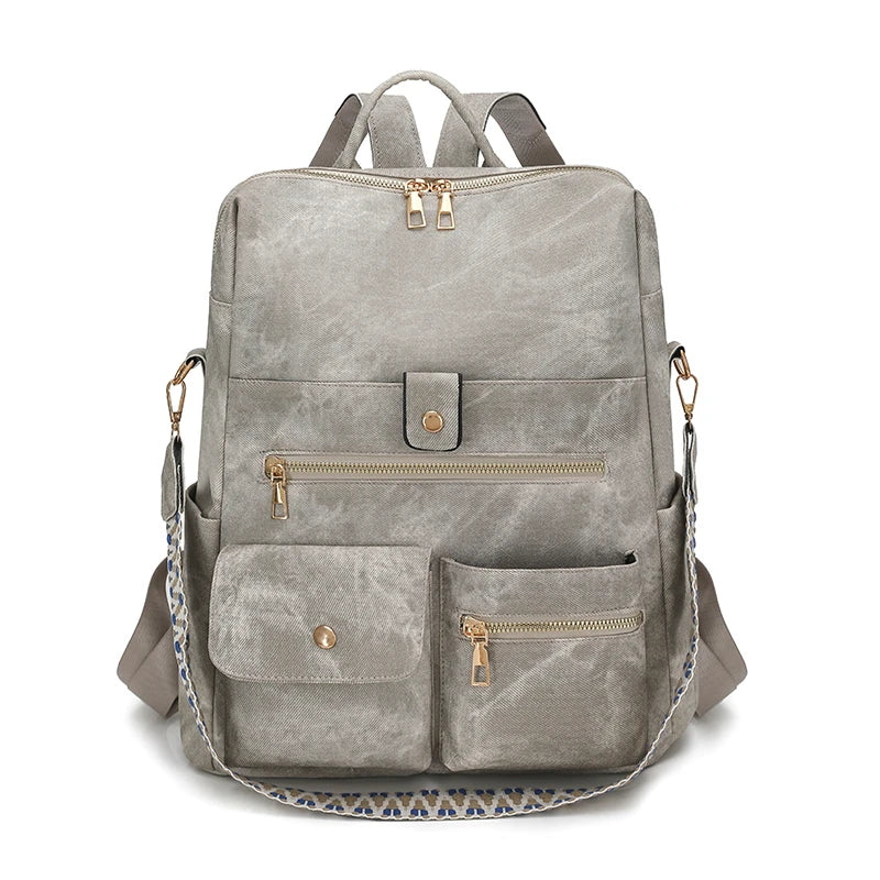 Biutefo Women's PU Leather Backpack — Lightweight Fashion Daypack for Travel