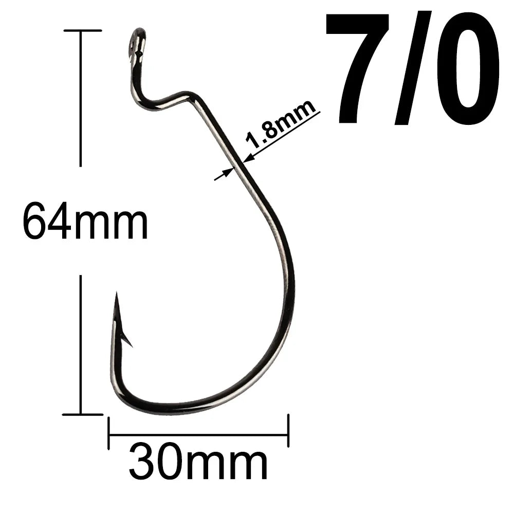 facifa Wide Gap Worm Fishing Hooks — High Carbon Steel Lures with Storage Box