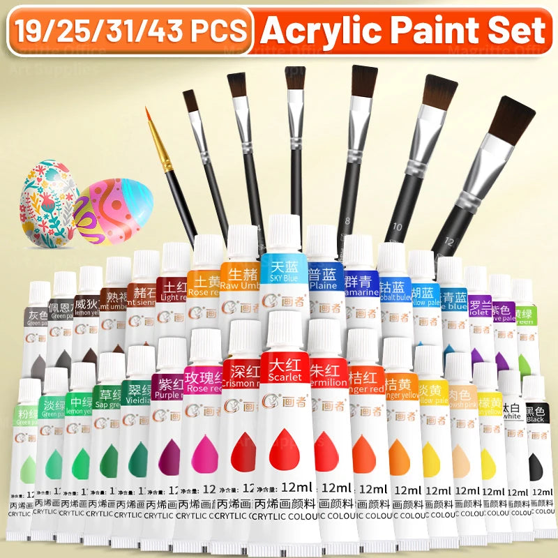 Professional Acrylic Paint Set — Multi-Surface Art Kit with Brushes
