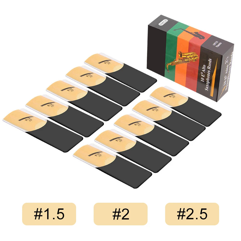 Eb Alto Saxophone Reeds — 10 Pack Professional Woodwind Reeds with Storage Box