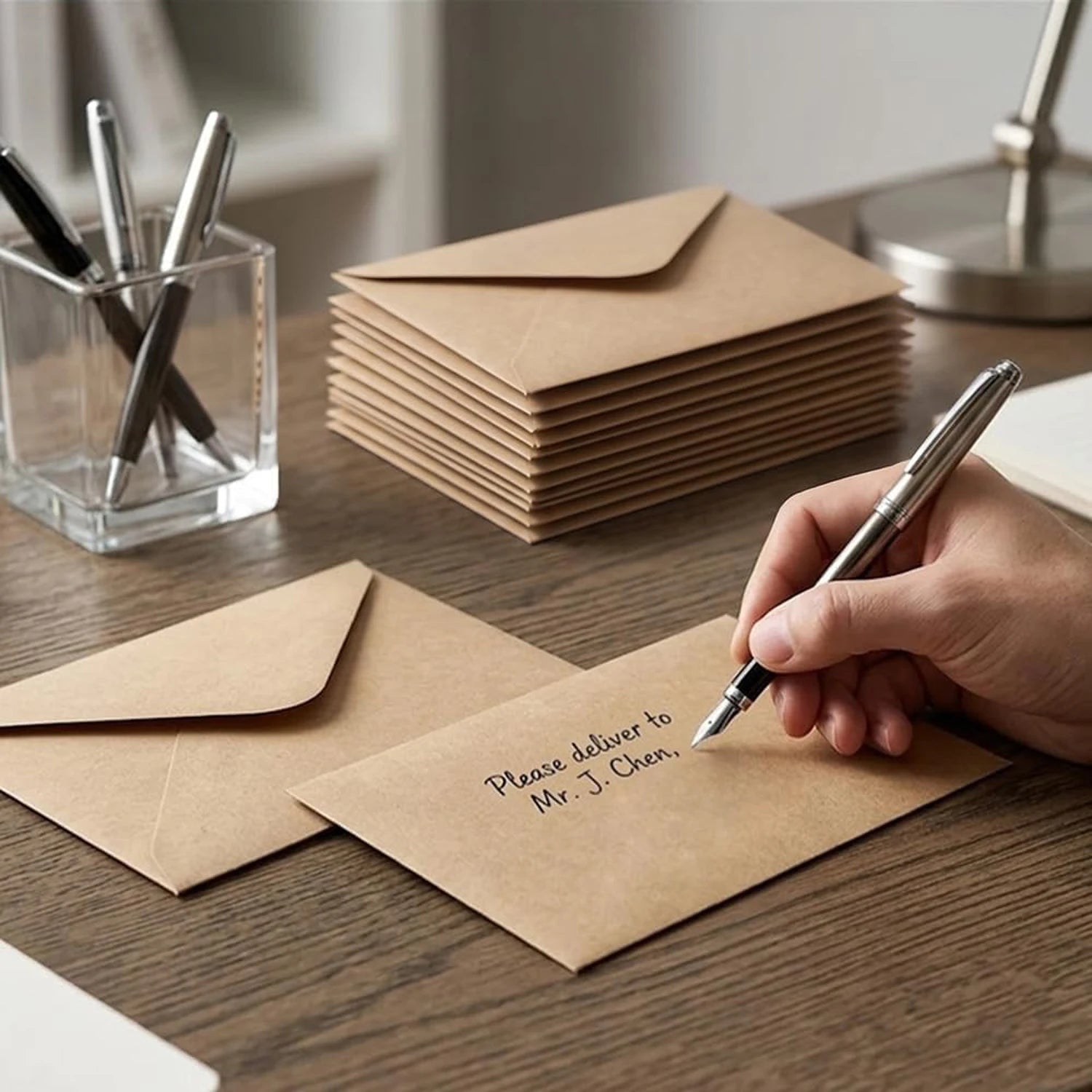 Kraft Paper Envelopes — 100 Pack A6 V-Flap Stationery for Invitations