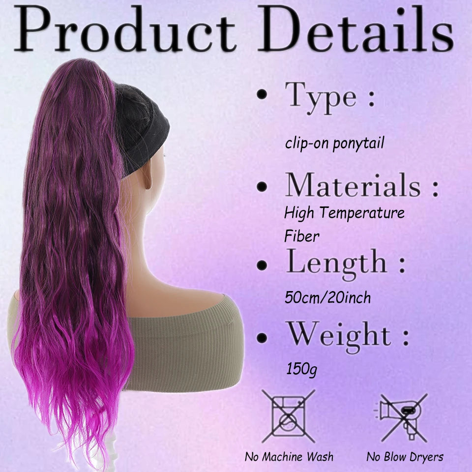 allaosify Synthetic Ponytail Wig — Water Wave Texture for Natural Look