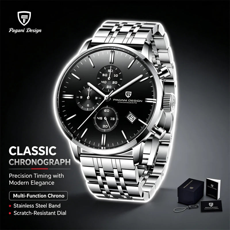 PAGANI DESIGN 2720 Chronograph Watch — Professional Business & Sport Quartz