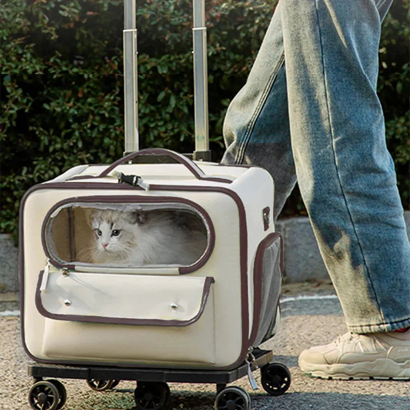 Multi-Functional Pet Carrier Trolley — Portable Backpack and Luggage Bag