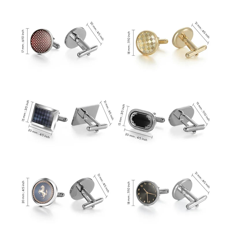 UJOY Luxury Copper Cufflinks — Elegant Round and Square Men's Jewelry Set