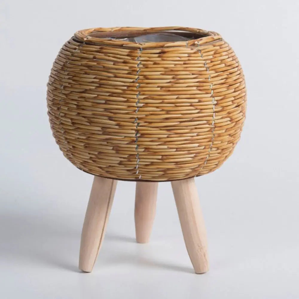 Rattan Woven Flower Pot — Decorative Plant Stand with Removable Legs
