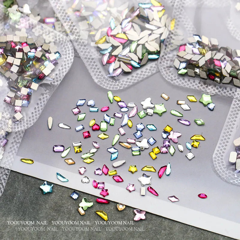 Nibiru DU Mini Nail Art Rhinestones — Mixed Shape Crystal Acrylic Diamonds