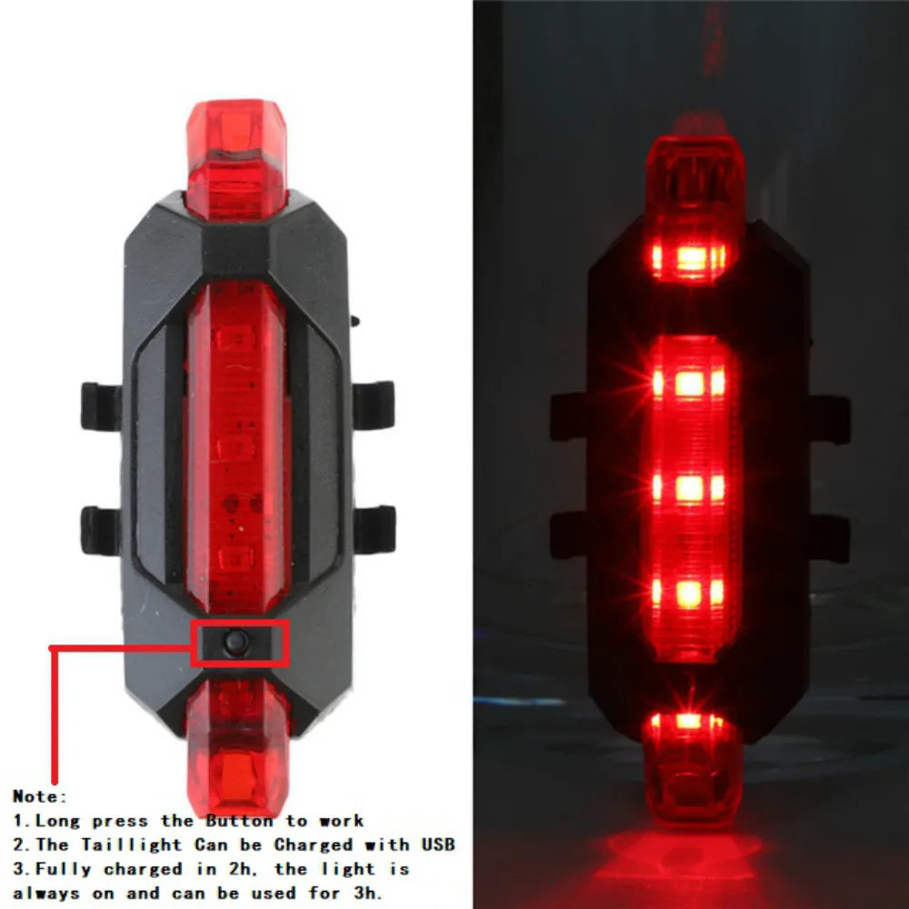 Rechargeable Bicycle Light Set — Front Headlight and Rear Taillight Kit