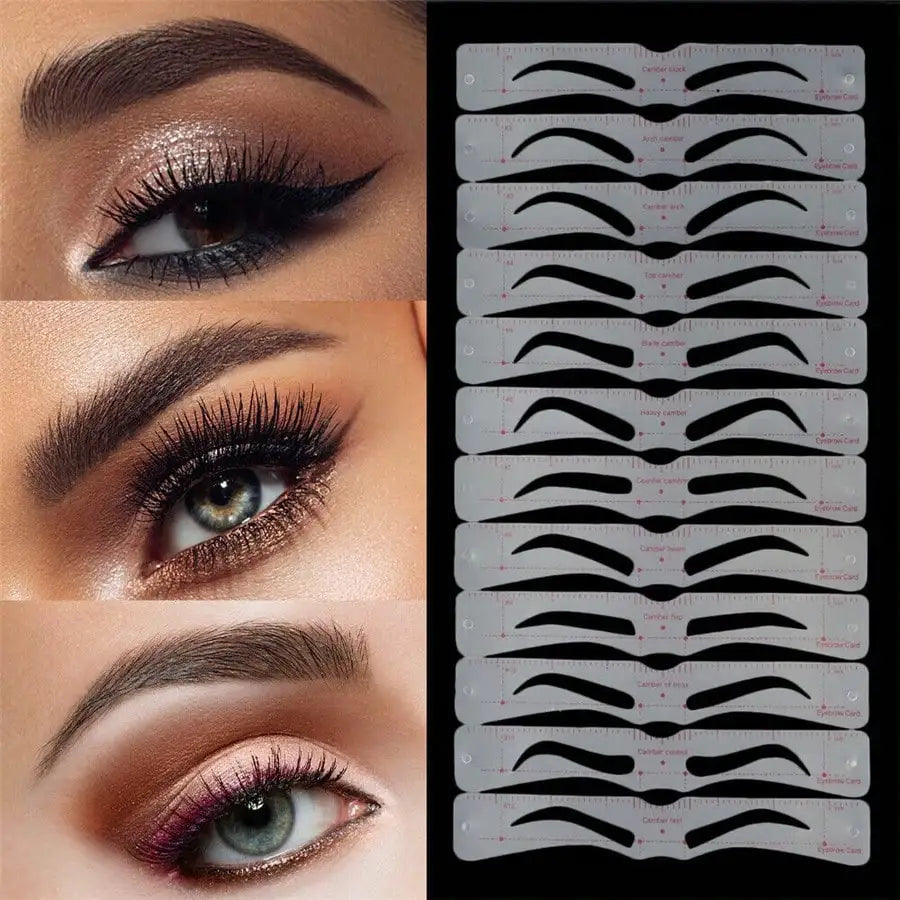 Eyebrow Stencil and Razor Kit — 12-Piece DIY Grooming Set for Perfect Shaping