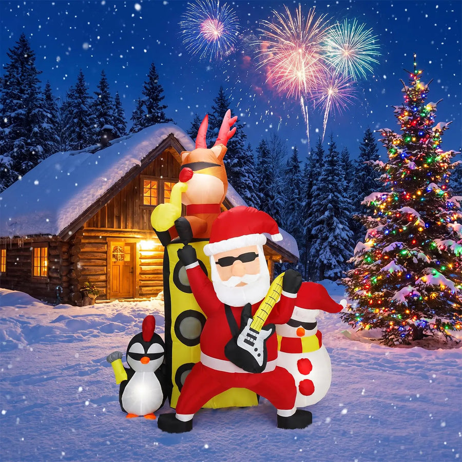 HiMISS 7 FT Santa Band Inflatable — Festive Christmas Yard Decor with LED Lights