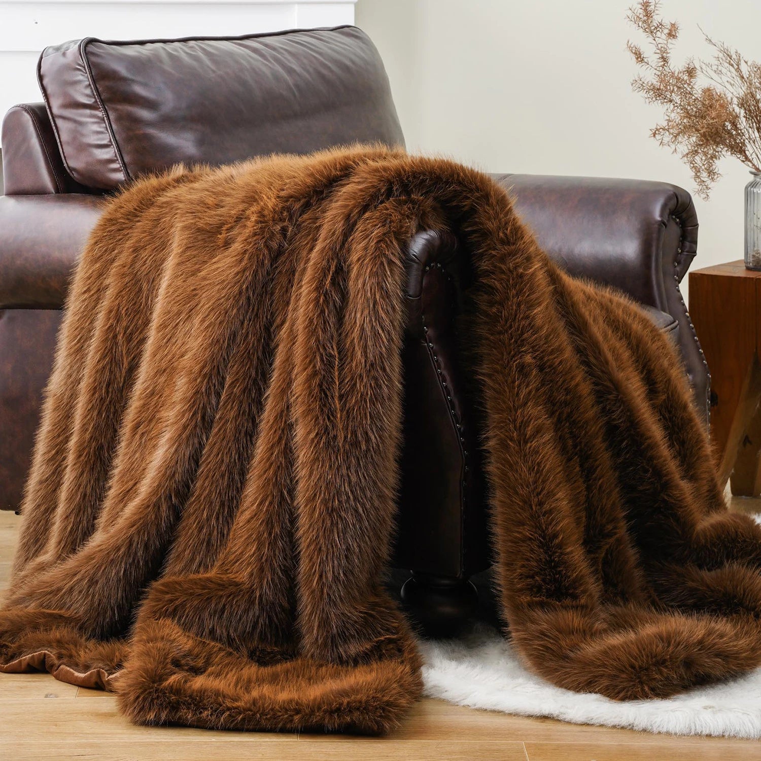BATTILO Faux Fur Throw Blanket — Luxury Soft Mink Blanket for Bed and Sofa