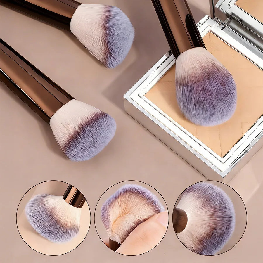 13-Piece Makeup Brush Set — Professional Dense Bristle Brushes with Metal Handles