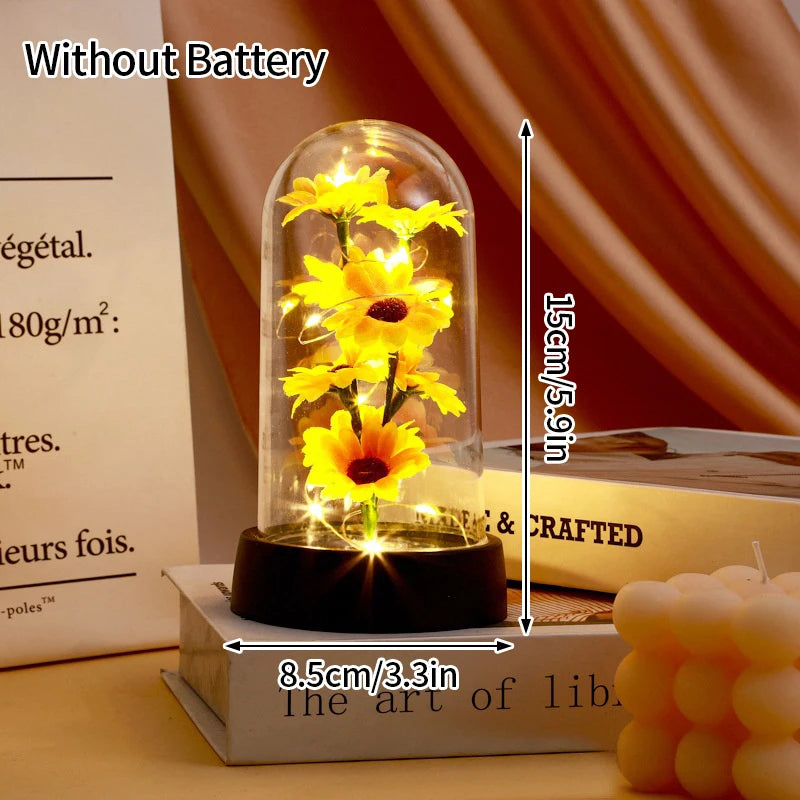 Eternal Rose in Glass Dome — LED Light Decorative Flower Gift