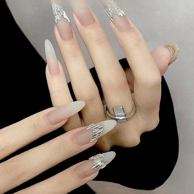 Nibiru DU Reflective Rhinestone Nail Strips — Silver Crystal Line Decoration