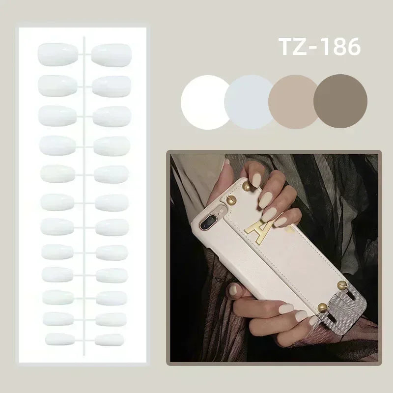 French Tip Press On Nails — Handmade Full Cover False Nail Set