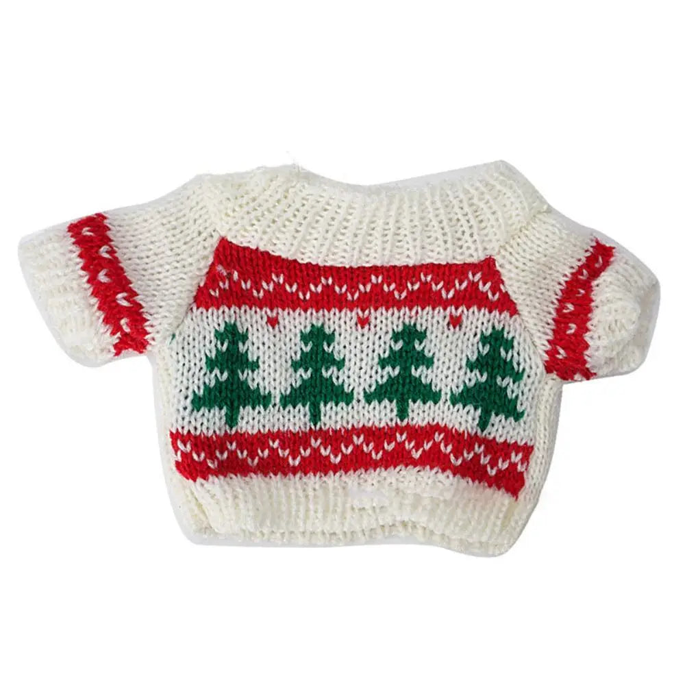 Knitted Doll Sweater — Warm Santa Claus Style Outfit for 20cm Plush Toys
