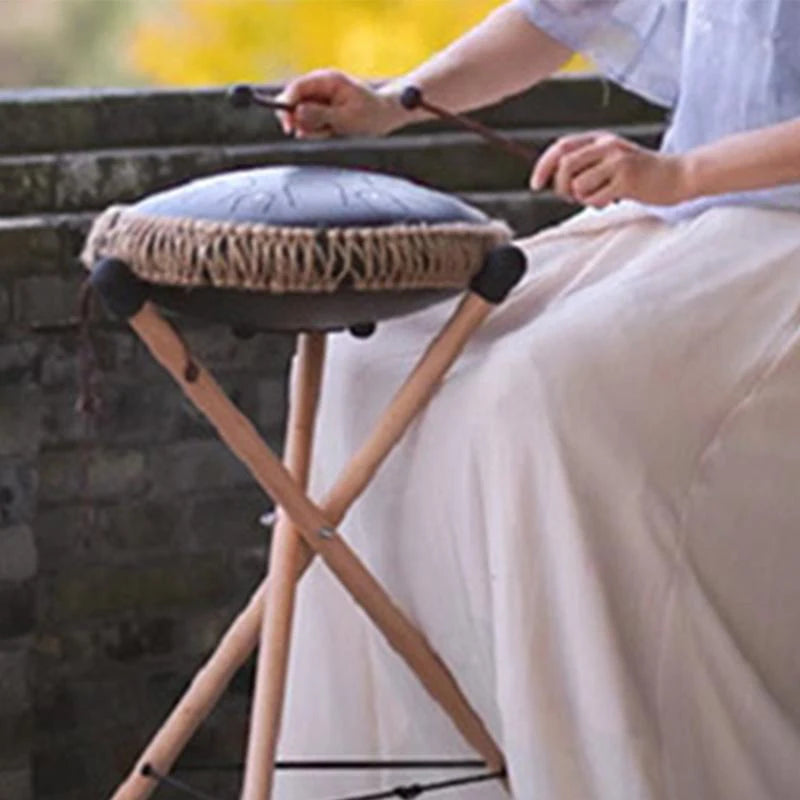 SUSAJ Adjustable Wood Drum Stand — Stable Support for Handpans and Percussion