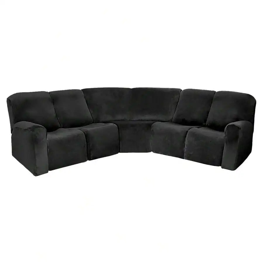 Velvet L-Shape Sofa Cover — Stretch Sectional Slipcover for Corner Couches