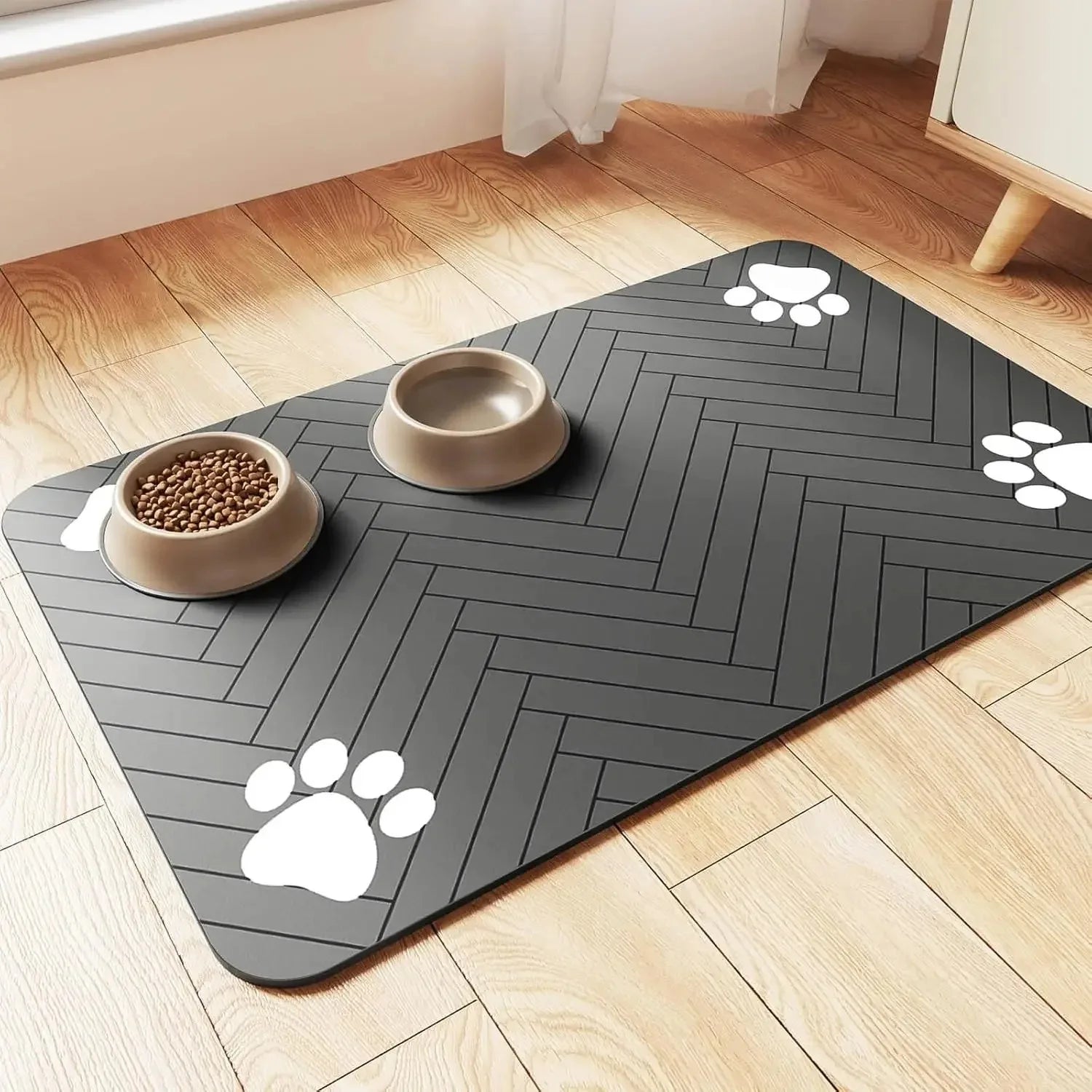 Absorbent Pet Feeding Mat — Waterproof Placemat with Non-Slip Rubber Backing