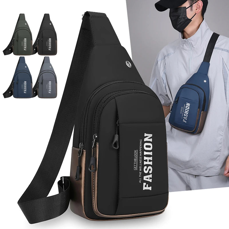 Splicing Style Sling Chest Bag — Lightweight Multi-Pocket Crossbody Pack