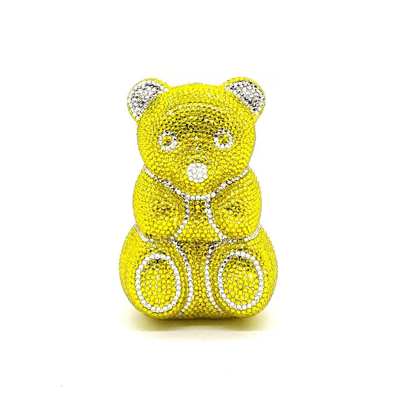 Crystal Teddy Bear Evening Clutch — Elegant Bridal Party Purse