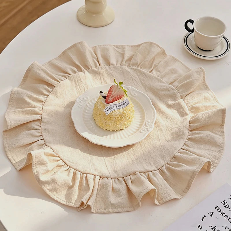 Cotton Ruffle Placemats and Napkins — Elegant Table Decor for Dining