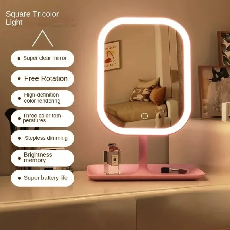 LED Makeup Vanity Mirror — Dimmable Touch Screen & 270-Degree Rotation