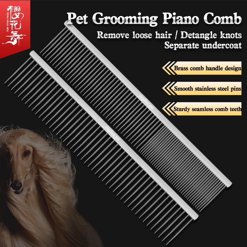 Professional Pet Grooming Piano Comb — Knot Removal & De-Shedding Tool