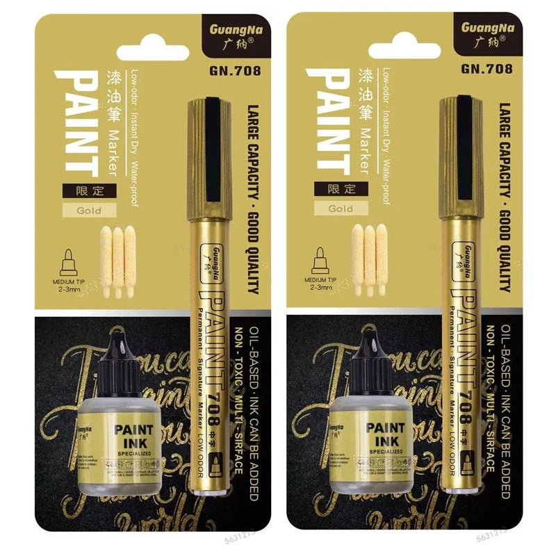 GN Metallic Paint Marker Pens — Permanent Oil-Based Art Set for DIY Crafts