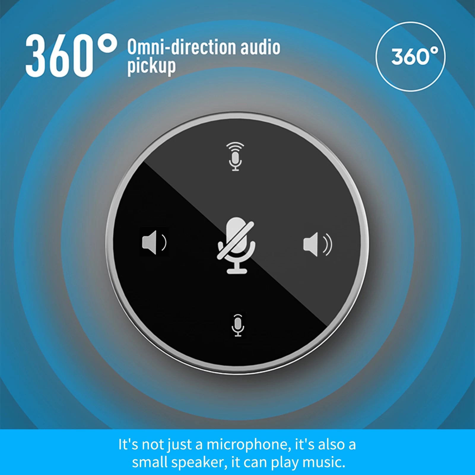EWIND USB Conference Speakerphone — 360° Omnidirectional Desktop Microphone
