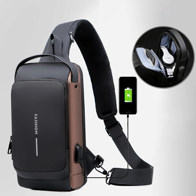 Multi-functional Sling Bag — Waterproof Crossbody Chest Pack with USB Port