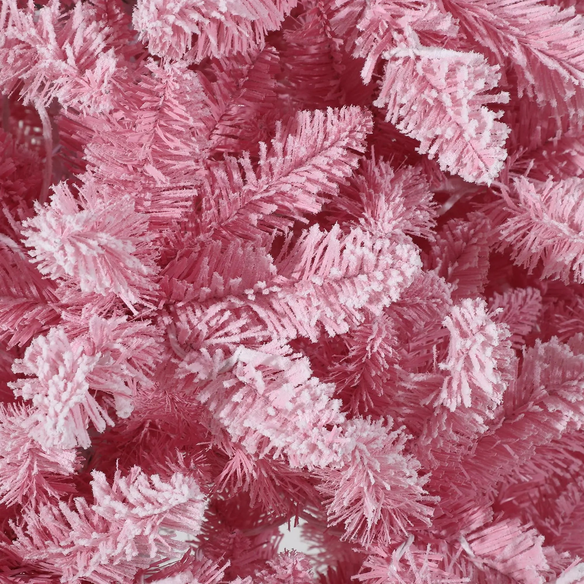 Pink Ombre Snow-Flocked Artificial Christmas Tree — Pre-Lit LED Holiday Decor