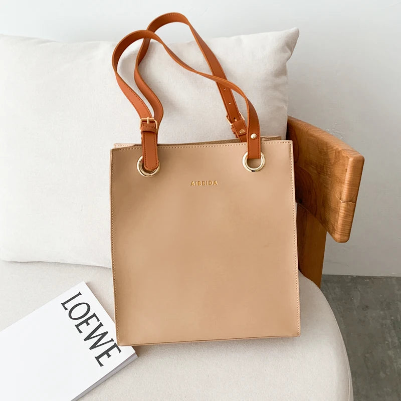 Biutefo Elegant Leather Tote Bag — Large Capacity Shoulder Handbag