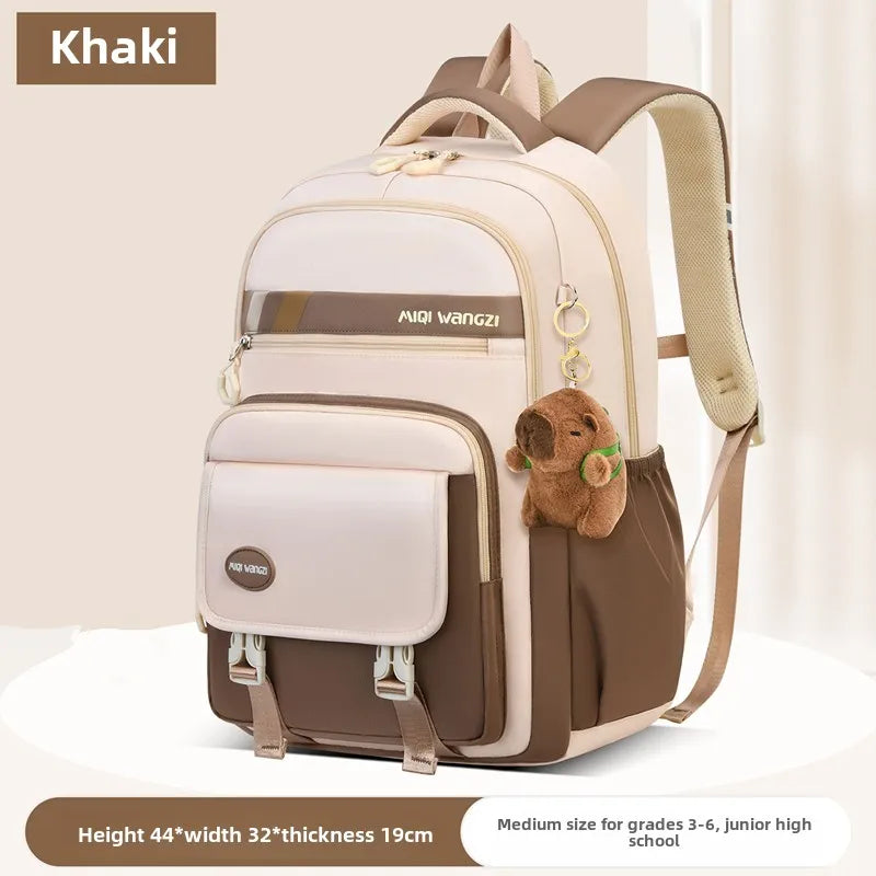 Kawaii Kids School Backpack — Waterproof Nylon Schoolbag with Cute Pendant