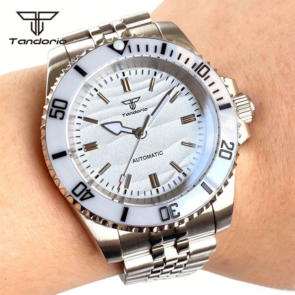 Tandorio Men's Automatic Watch — 40mm Stainless Steel with Sand Dune Dial