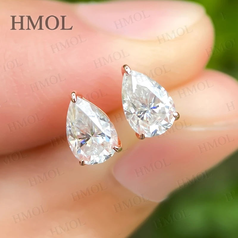 PTX Moissanite Pear Cut Stud Earrings — 925 Sterling Silver Water Drop Design